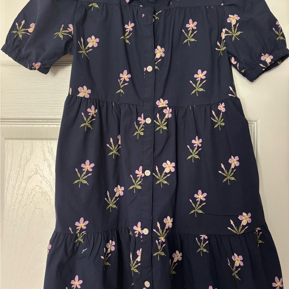Girls Vineyard Vines Navy Dress with Purple and Green Floral